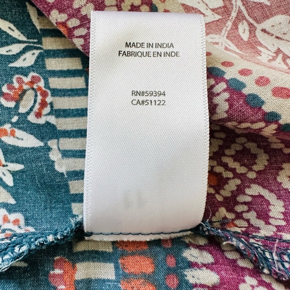 Beach Lunch Lounge size Large Navy Blue & Red Floral Boho Peasant Tunic Top - Picture 11 of 14